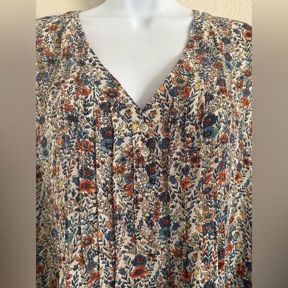 Rose + Olive Floral Boho Blouse 2x - Picture 4 of 11